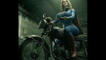 Supergirl On Old Honda Bike 3d Animated Blender Render