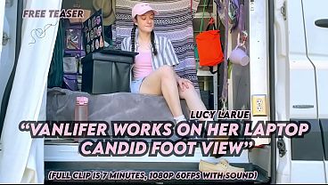 "Vanlifer Grinds On Her Laptop Candid Sole View"