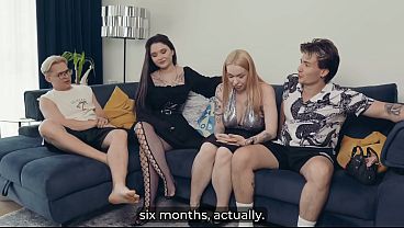 Our First Awkward Swing: Nervous Partner Share On Couch Turns Raunchy!