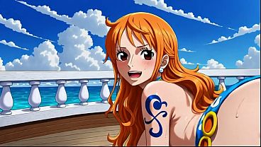 One Piece [Parody][AI] - Nico Robin Eating Nami's Twat And Butt Then Finger Banging Her