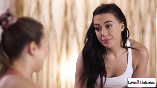 Girl Gushes In Yoga Instructors Lips