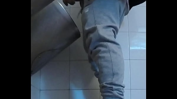 Unscripted Boys In Sneakers Milk And Try Stroking In Public Toilets' Urinal