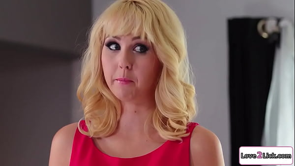 Blonde Supervisor Rubs Her Top-heavy Housekeepers Cunt