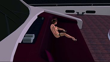 Animated 3D Porn - Gorgeous Girl Masturbating With Cucumber And Release On Boat