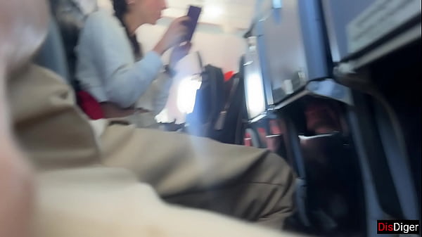 Crazy Risky Hand Work Until Spooge In Public Airplane