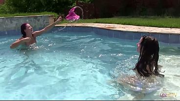The Water Enhances All Lesbian Sensations While The Lesbian Lez Grind In The Pool Continues On