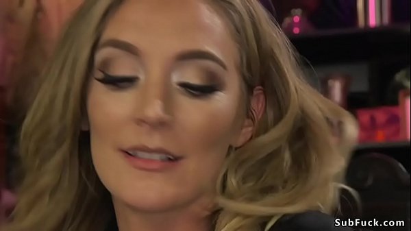 Blonde Ass Play Bangs Male With Head In Box