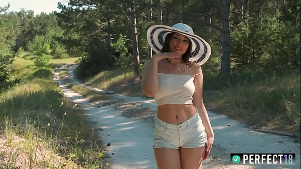Top-heavy Forest Nymph Thrills Herself By The Road! Natural Curves View At Impeccable18