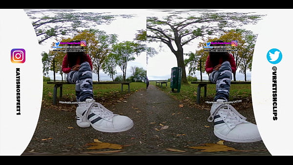 [VR180 - 3D] Chick With Sweaty Adidas Sneakers And Utterly Kinky Stinky Socks Smelly Feet And Tongue Her Shoes