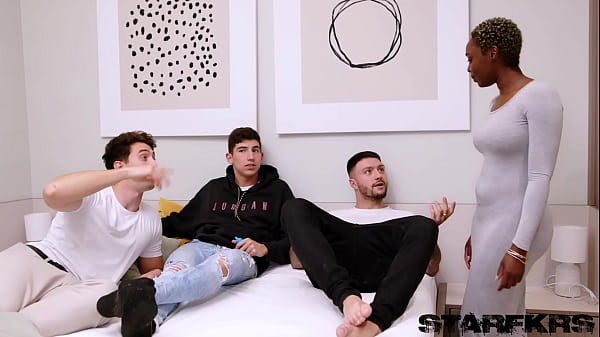 Ebony Member Addict Zaawaadi Whimpers To Get Drilled Unfiltered By 3 Hung Hunks!