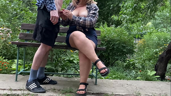 Huge Dick Money Shot On Her Jugs In The Park On A Bench
