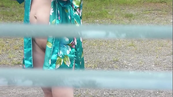 MATURE Unclothed In Public. Frinas Husband Watches Through Window As A Pregnant Tenant Without Panties And A Bra Dries Clothes In Courtyard Of House. Voyeur. Peeping. Public