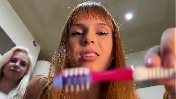POV Brush Your Teeth With The Toothbrush That Was In The Asses And Cunts Of The Three Madams