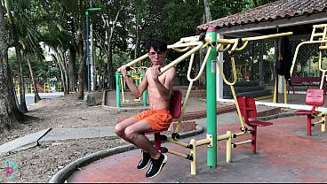 DOING EXERCISES IN THE PUBLIC PARK AND AFTERWARDS MY ROD GETS REMARKABLY HARD