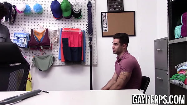 Scorching Restrained Jock Bareback Interracial Police Office Drilling
