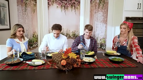 Family Dinner Ends With Curvy Stepmothers Screwing Their Stepsons' Dicks In Intense Sexual Exchange.