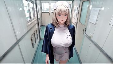 AI Generated- Golden-haired Caregiver! Private Moments In The Hospital Corridor, Secrets Hidden Under That White Glaze Are Insane! Kneeling, Glancing Back, Biting Her Lip With Wet