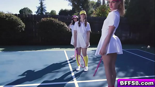Tennis Pro Stuffs Three Sopping Pussies From Behind Rear Entry