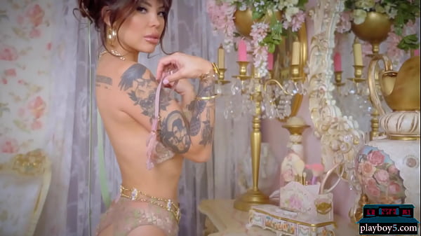 Alluring Tattooed Raven-haired Emma Jade Gets Fully Exposed For Playboy And Looks Hot