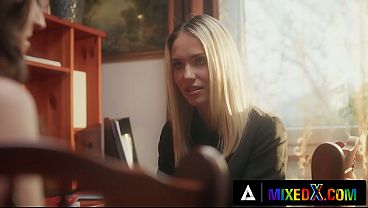 MIXEDX - Brunette Missus Amirah Takes Sexy Lawyer Dakotas Tongue In The Law Office