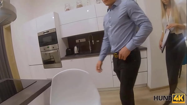 HUNT4K. Chick Is White Shirt And Stockings Is Fucked By Client