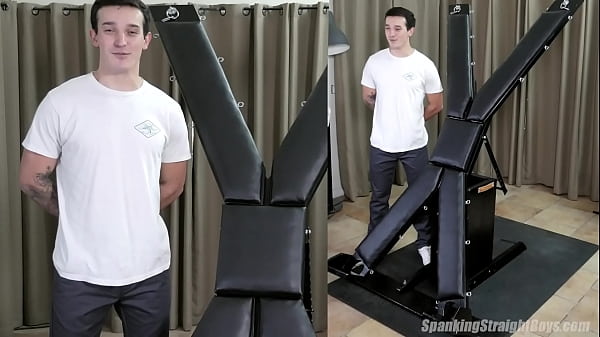 A Straight Beefcake Is Strapped To A Tie-up Cross For A Relentless Spanking