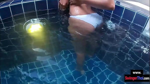 Thai Homemade Coed HONEY Sex In The Pool With Her Huge Dick European Boyfriend