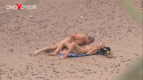 Beach Peeping. Older Dude Smashing Sexy Cougar On The Ocean Shore