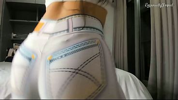 Sexy Pornstar EMANUELLY RAQUEL Taunting In Jeans Booty Shaking Camel Toe Impeccable Oral