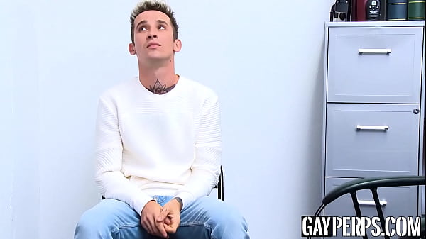 Inked New Guy Busts Spunk After Bareback Police Hammerring