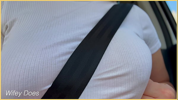 Wifey With Immaculate Braless Boobs Displaying In The Car