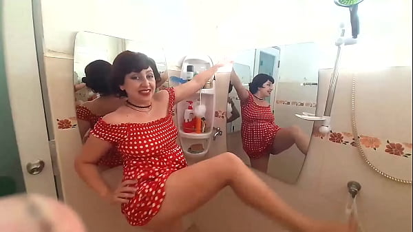 Pinup Girl Has No Panties In Front Of Mirror Retro Vintage Bare Housekeeper Housewife