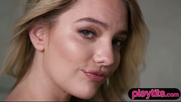 Trim Golden-haired HOTWIFE Disrobes Sheer Lingerie To Brandish Perky Tits