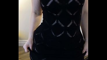 Natural Chunky Dame Wearing A See Through Dress With Nothing Under