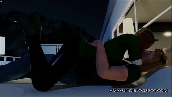 Hot Black Emo Chick With Golden-haired Hair Saddles A White Boner In 3D World!