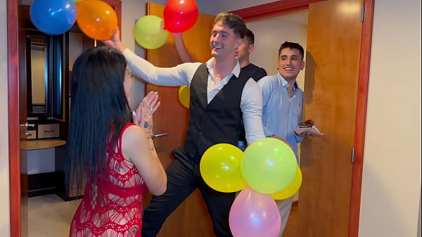 Argentina Celebrates Her Birthday With A Group Pounding, Double Stuffing, And Drinking Lots Of Drain