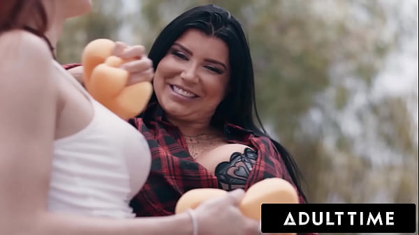 ADULT TIME - Oversized Melon Vixens Romi Rain & T-Girl Ariel Demure Have Torrid Fuck After Tempting Carwash
