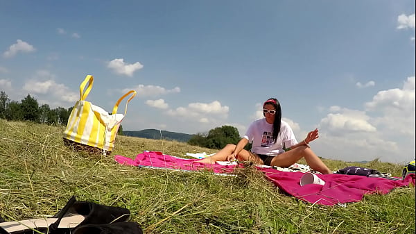 Twister Hotties In The Crazy T-shirt And Thong Lace Panties Outdoors