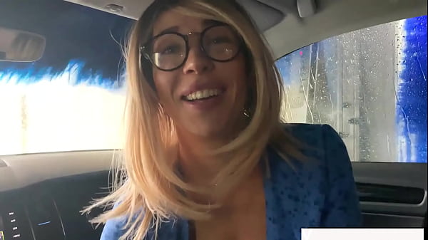 Stepmother Licks And WORKING OFF At The Car Wash In Public. Cumblast
