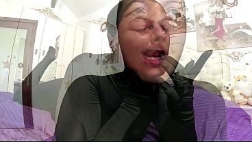Pantyhose Encasement. Faceless Nylon Suit Flirt, Penetrate Nursing And Extreme Release