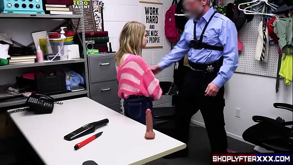 Sexy And Sultry Thief Dildoing Joshua Lewis' Dick And Then The Security Guard's Huge Dick Until He Cums And She Gobbles His Jizz.