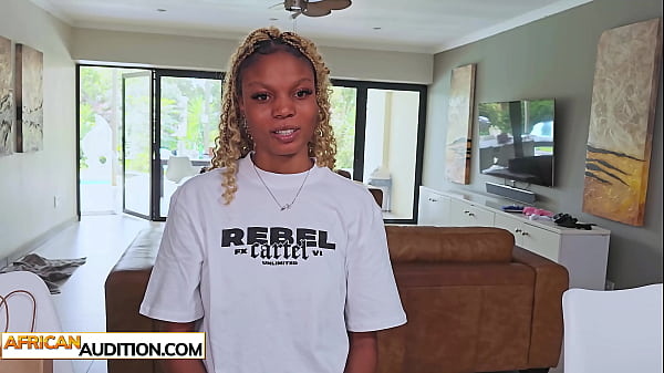 Fun African Golden-haired Ebony Barely-legal Model Does Great In This Casting Video