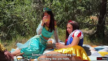 Disney Babygirls Jasmine And Snow White Get Railed In The Woods By Savage Fellas - Lip Play And Load Exchanging