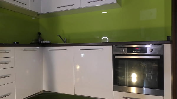 Incredibly Hot Little Petite Fair-haired Wife In The Kitchen Takes Off Her White Cotton Panties When Gets Bored And Ignored