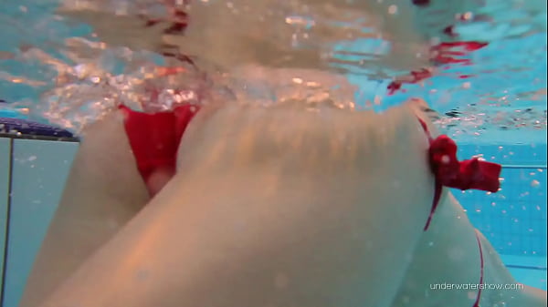 Red Swimsuit Bombshell Katy With Bushy Cunt Underwater