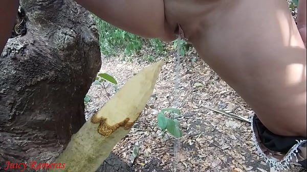 Perverted Hoe Sprays Piss From Wooden Stake In Forest