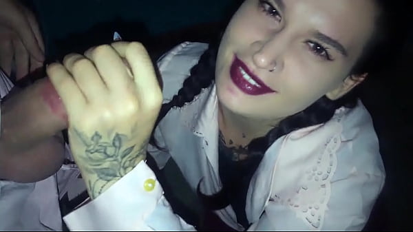 Standing On Her Knees Grants A Bj To A Newcomer In The Section Of Her House - Tattooslutwife