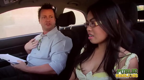 PUBLIC HANDJOBS Cindy Starfall Tugs Her Driver's Ed Instructor In The Car!