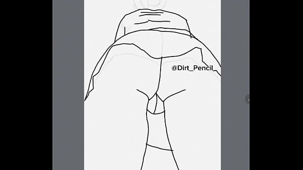 Digital Drawing Of A Babe In School Uniform Upskirt. Pussy From The Back.