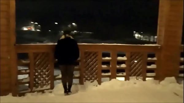 New Year's Eve Night Walk In Nylon Tights Without A Skirt